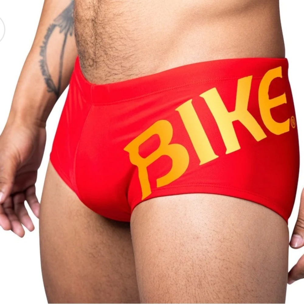Red and Gold Briefs with Bold Lettering